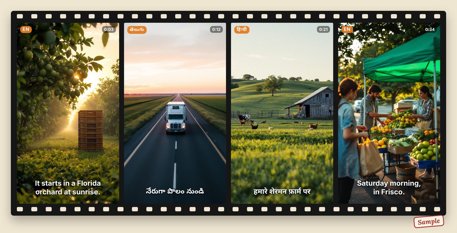 Film strip frames from a farm story short